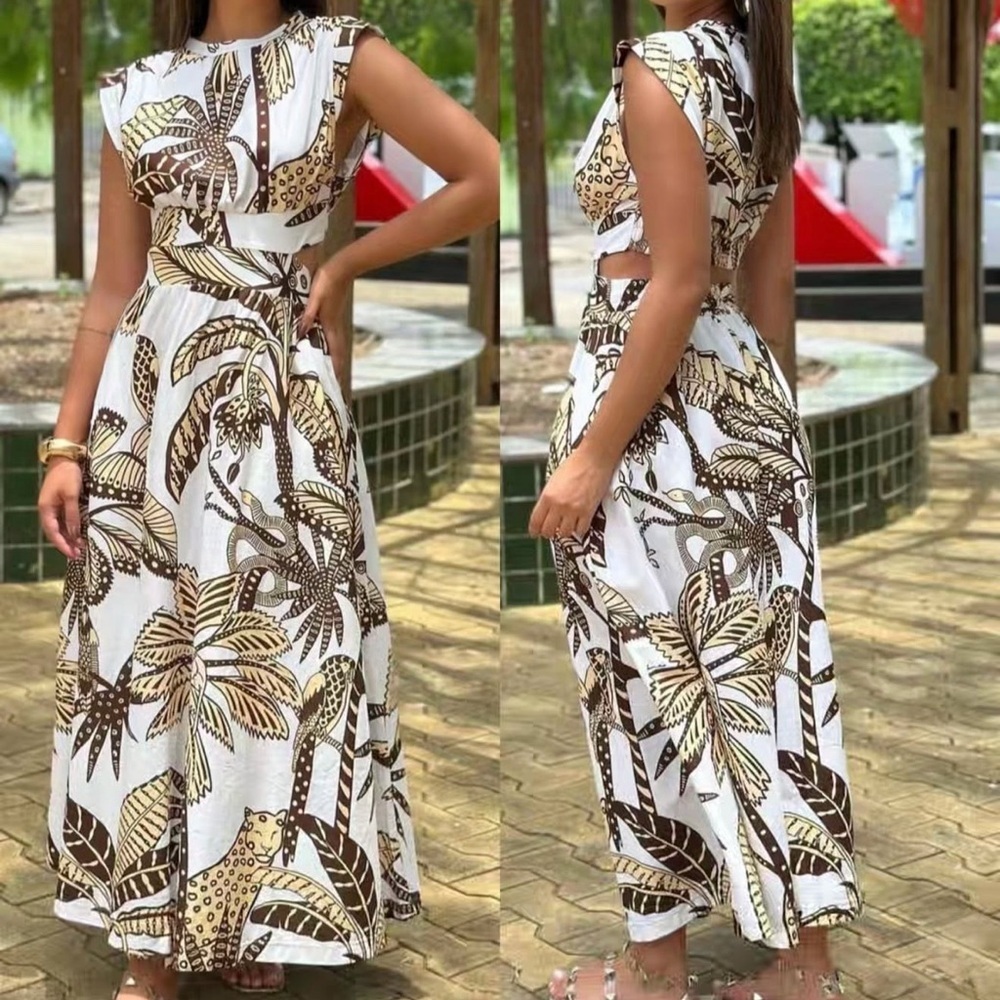 FARM Rio Amazonia Leaf Print Midi Dress Size S - Picture 2 of 7